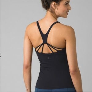 PrAna Momento Tank Top Strappy Back Detail Gray/Blue Color Size XS
